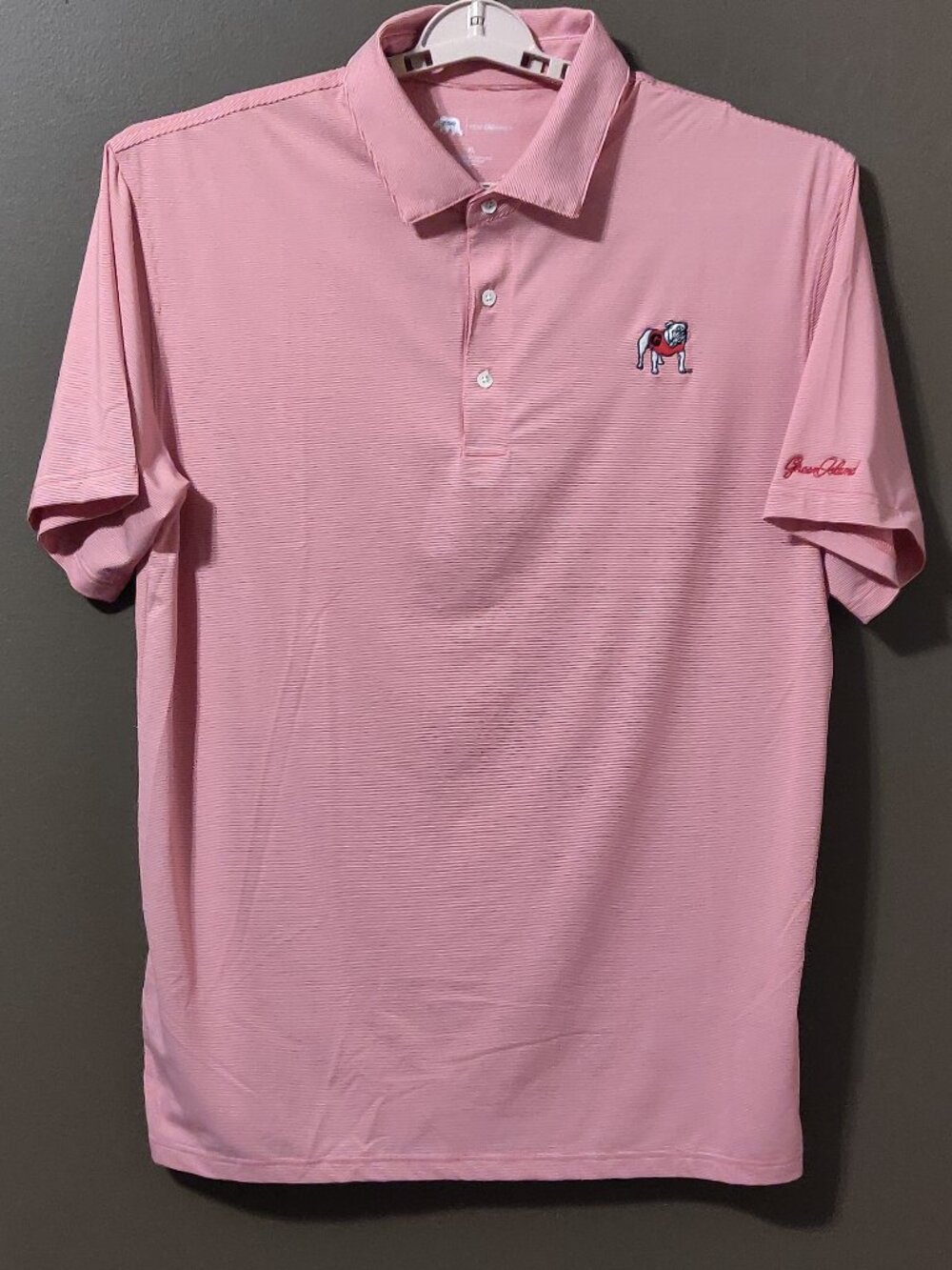 Onward Reserve Performance Golf Polo UGA Bulldog Red & White Stripe XL